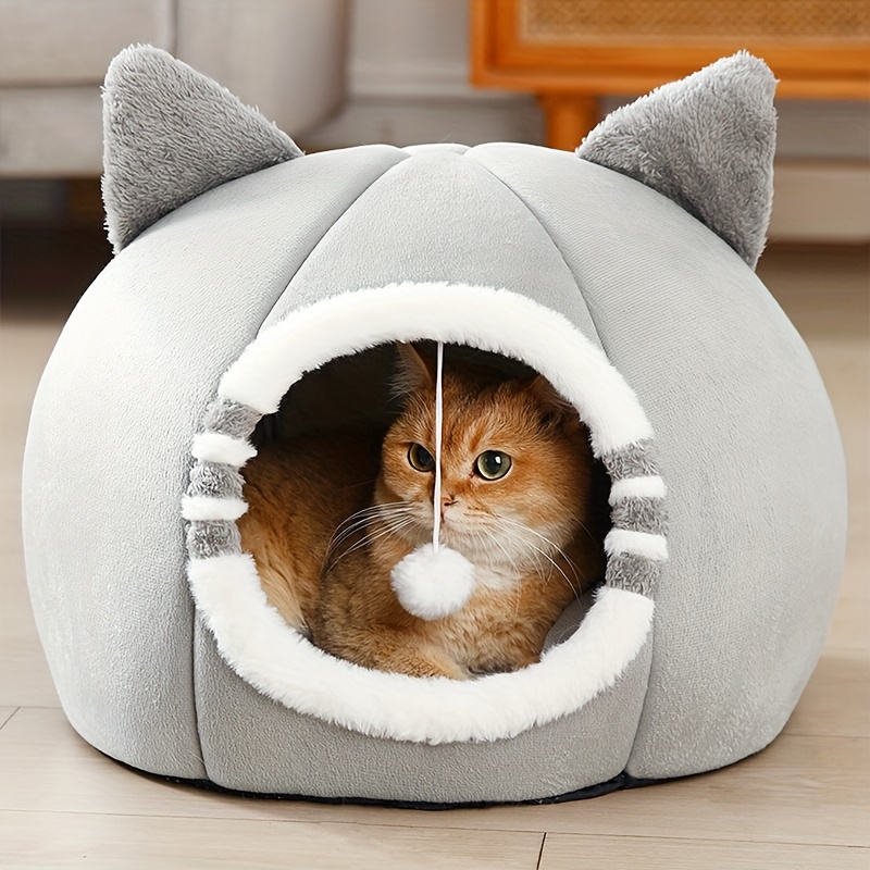 TEMU Lit pour chat, Adorable niche pour chat, Niche lavable pour chat, Nid d'hiver chaud pour animal de compagnie, Convient aux lapins, chiots et