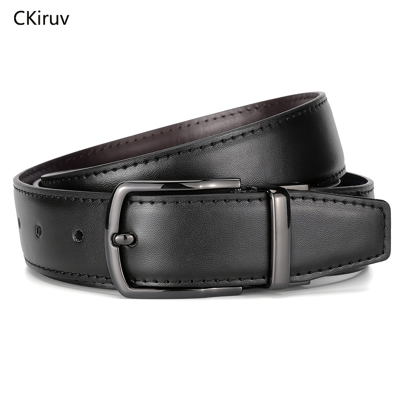TEMU Men's Business Formal Suit Belt, Versatile Black Polished Belt For Work Commutes, Suitable For Workplace / Weddings / Daily Wear With Trousers,