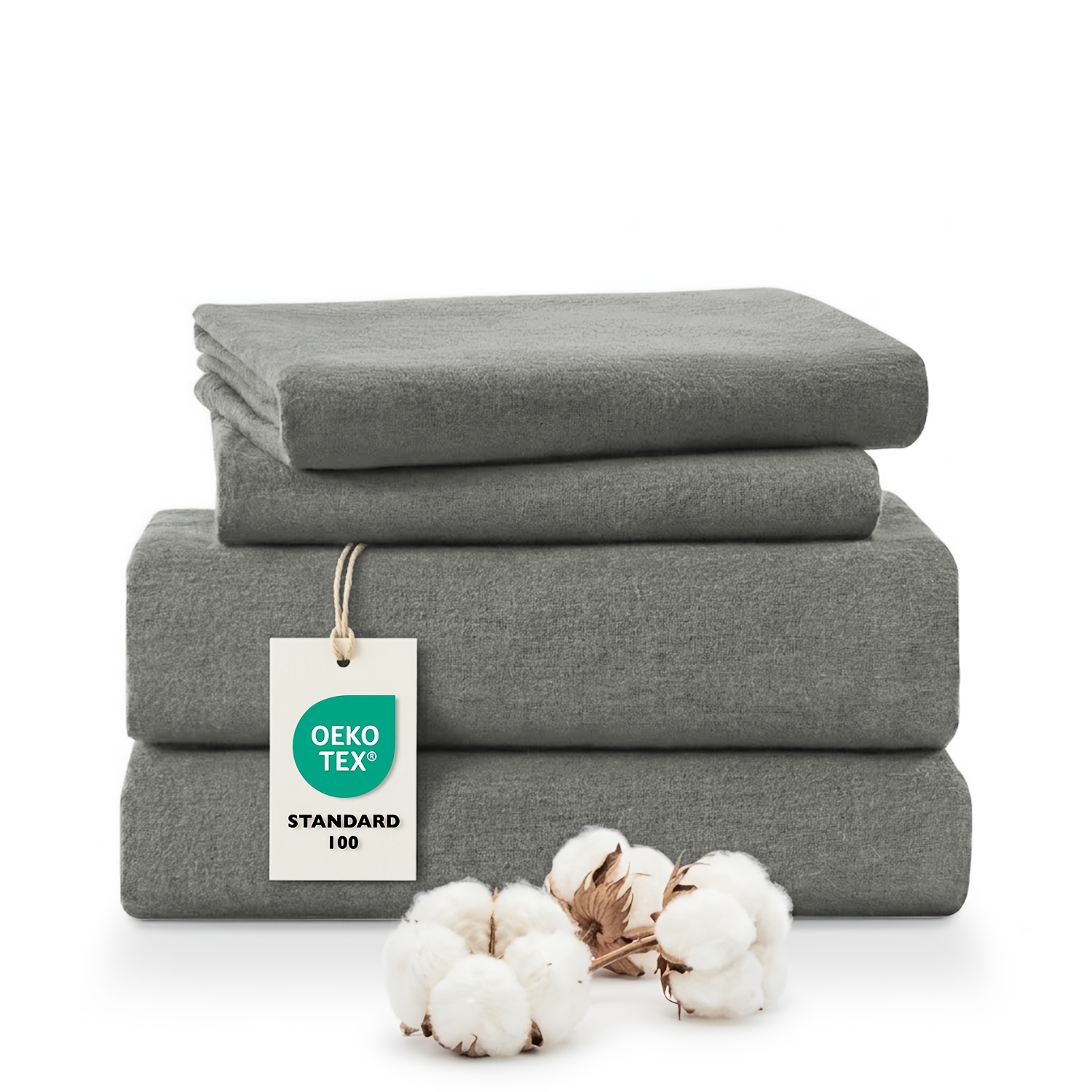 Image of Flannelette Cotton Duvet Cover - Flannell Bed 135 X 200cm Biber Duvet Cover With Pillowcase 80 X 80cm, , Breathable, , With Zip