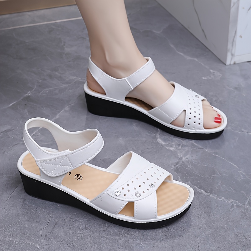 Sandals Dress Shoes For Elderly Women Summer Mom Sandals Breathable Womens  Sandals Thick Soled Temu