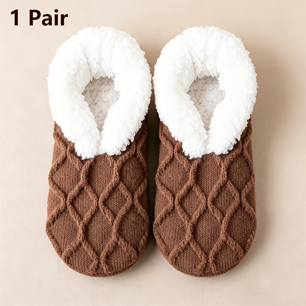 TEMU 1 Pair Of Comfortable And Cute Floor Socks For Autumn And Winter, Indoor Anti-slip Adhesive Socks, Home Plush Slippers Socks, Fashionable And