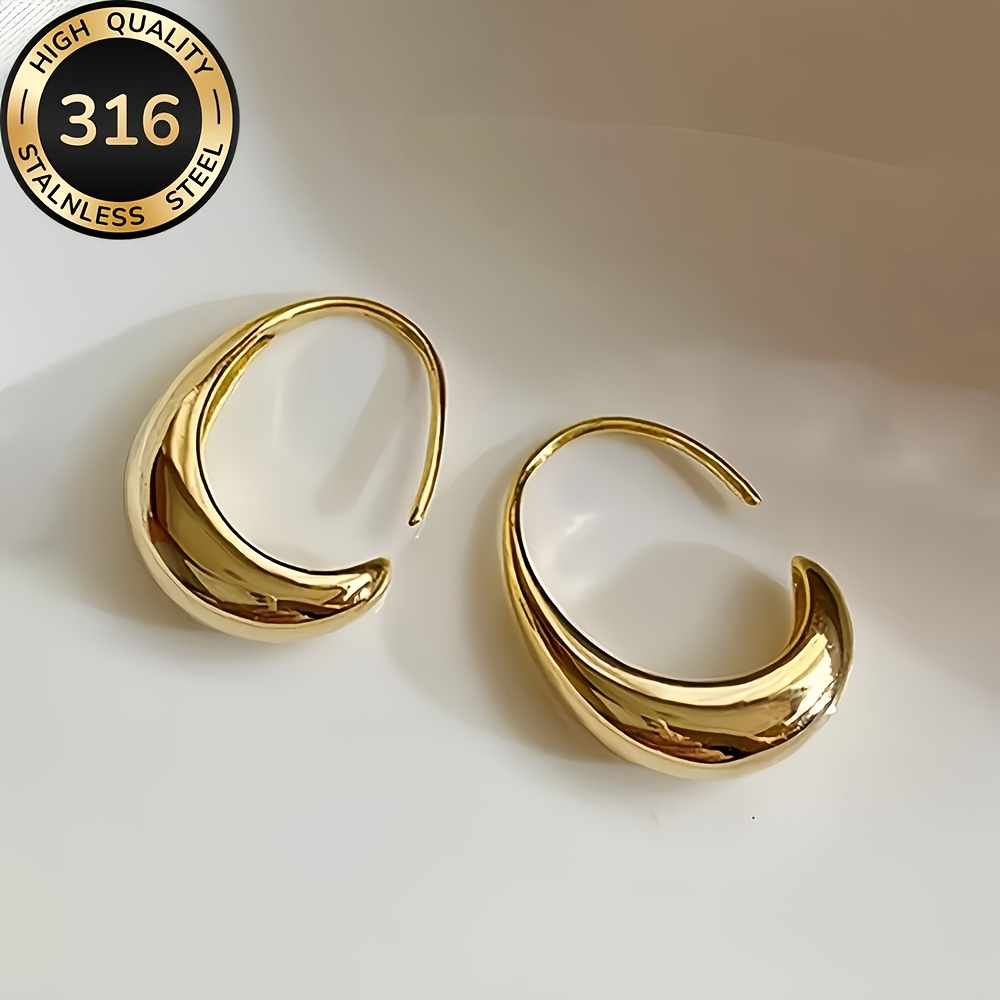 TEMU Hypoallergenic Stainless Steel 18k Gold Plated Earrings Suitable For Women - 18k Gold Plated, Durable & Tarnish-resistant, Minimalist Elegant