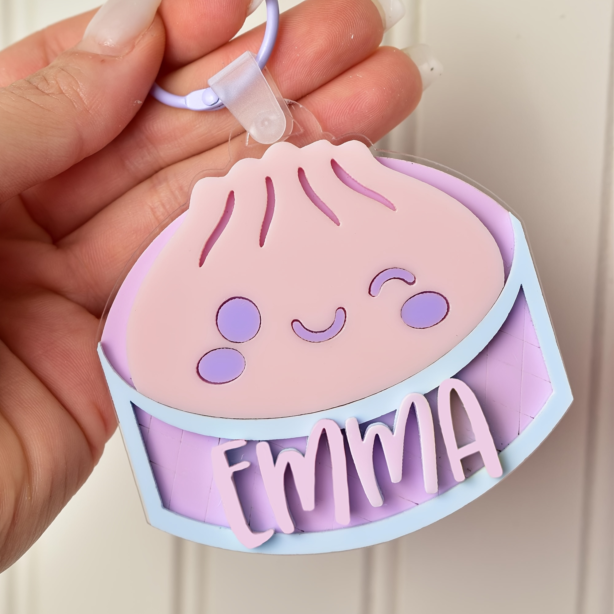 TEMU Porte-clés Ravioli Personnalisé 3D en Acrylique de Qualité Supérieure, Étiquette de Sac Xiaolongbao Personnalisée, Accessoire Kawaii pour Sacs à