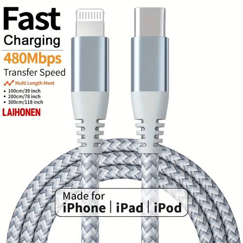 1pc 2pcs for iphone fast cable durable nylon braided cord fast charging data transfer for iphone 14 13 12 11 pro max xr xs x 8 7 6 plus se free 3ft 6ft 9ft black grey