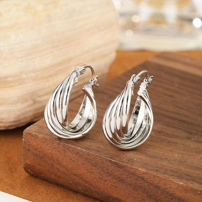 Image of Hypoallergenic Stainless Steel Hoop Earrings For Women - Simple And Elegant High-quality Fashion Earrings Suitable For Daily Wear Or Parties. Jewelry Accessories Make A Gift For Women