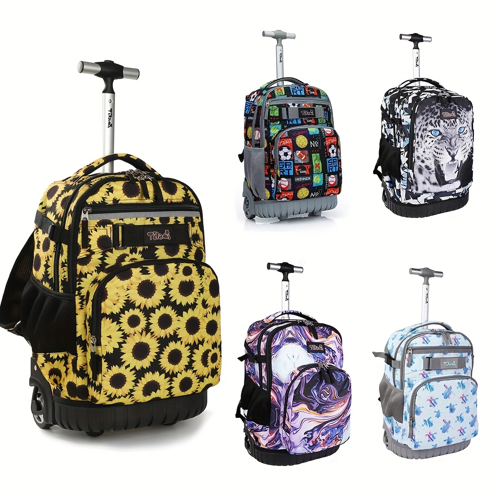 rolling backpack 19 inch wheeled boys girls travel Temu