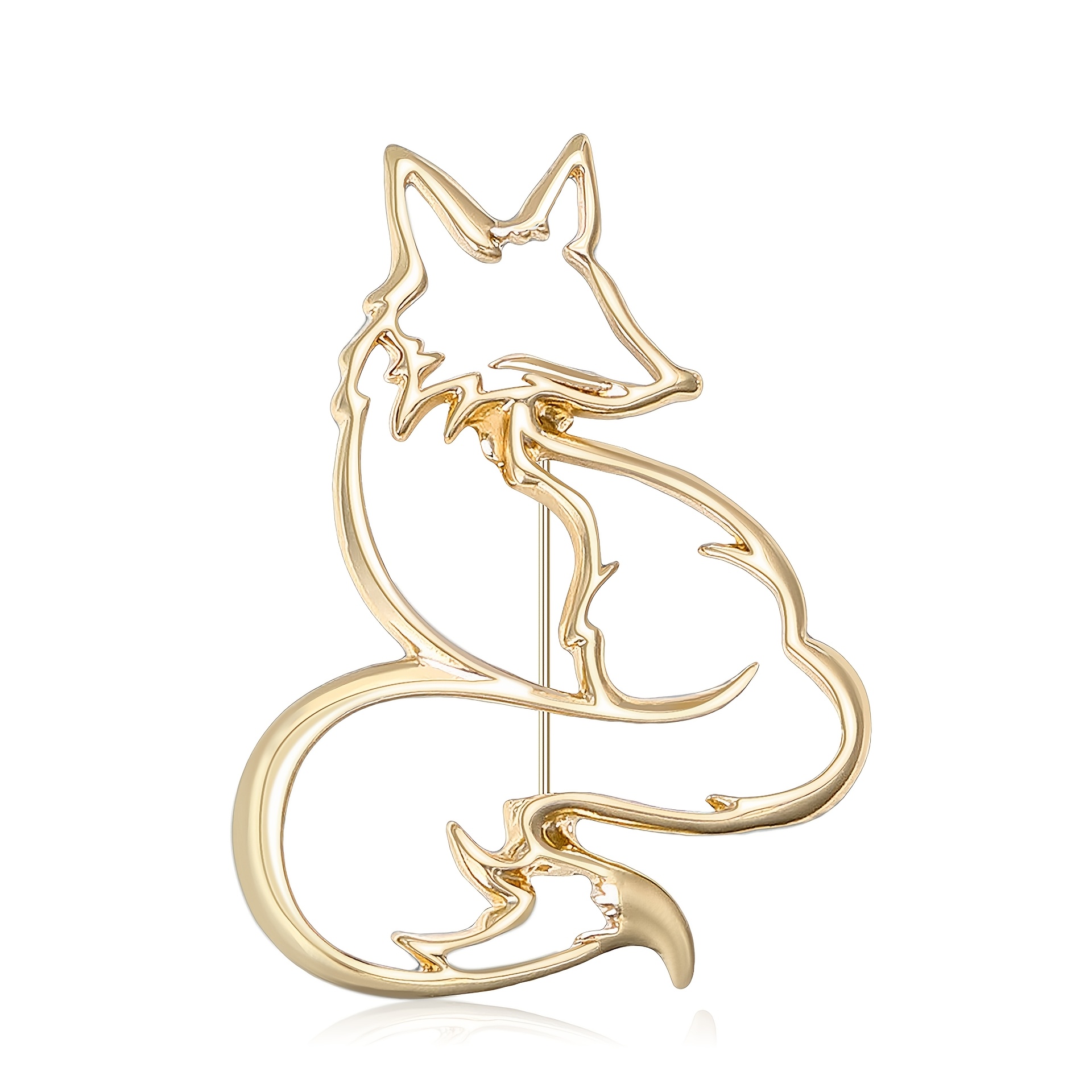 TEMU Neue hochwertige modische einfache durchbrochene Fuchs-Brosche aus Legierung, exquisiter Damenbekleidungs-Brosche-Schmucknadel mit Temperament,