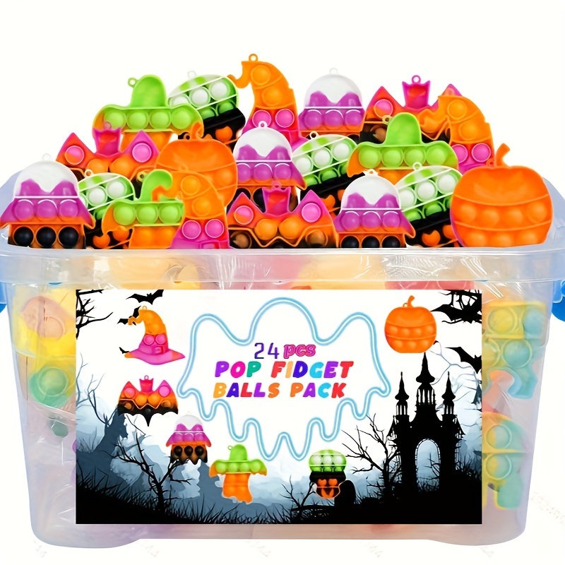 

Halloween Fun Piece For Kids - Relax Toys With Bubble Push Keychain, Party Favors & Treat Bag Fillers In Pumpkin Box, Perfect For Trick Or Treating & Classroom Rewards