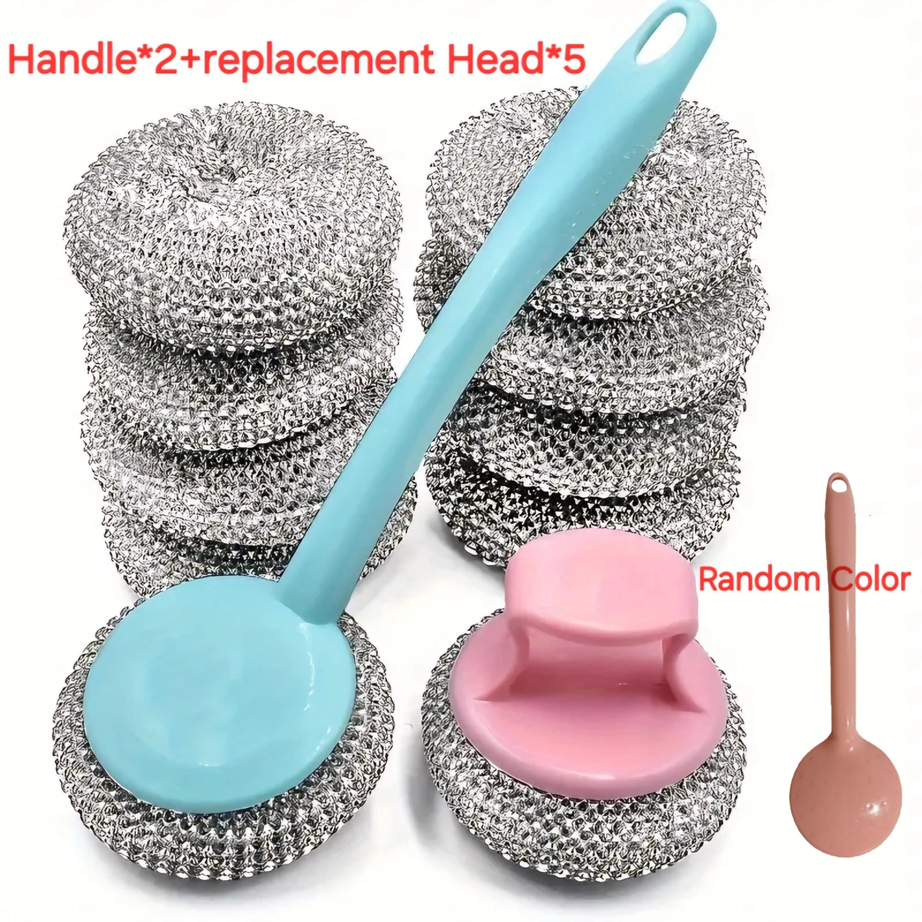 TEMU A 7pcs Set, Including A Brush Set With 5 Brush Heads, 1 Long Handle, And 1 Short Handle, Designed For Cleaning Kitchens And Bathrooms