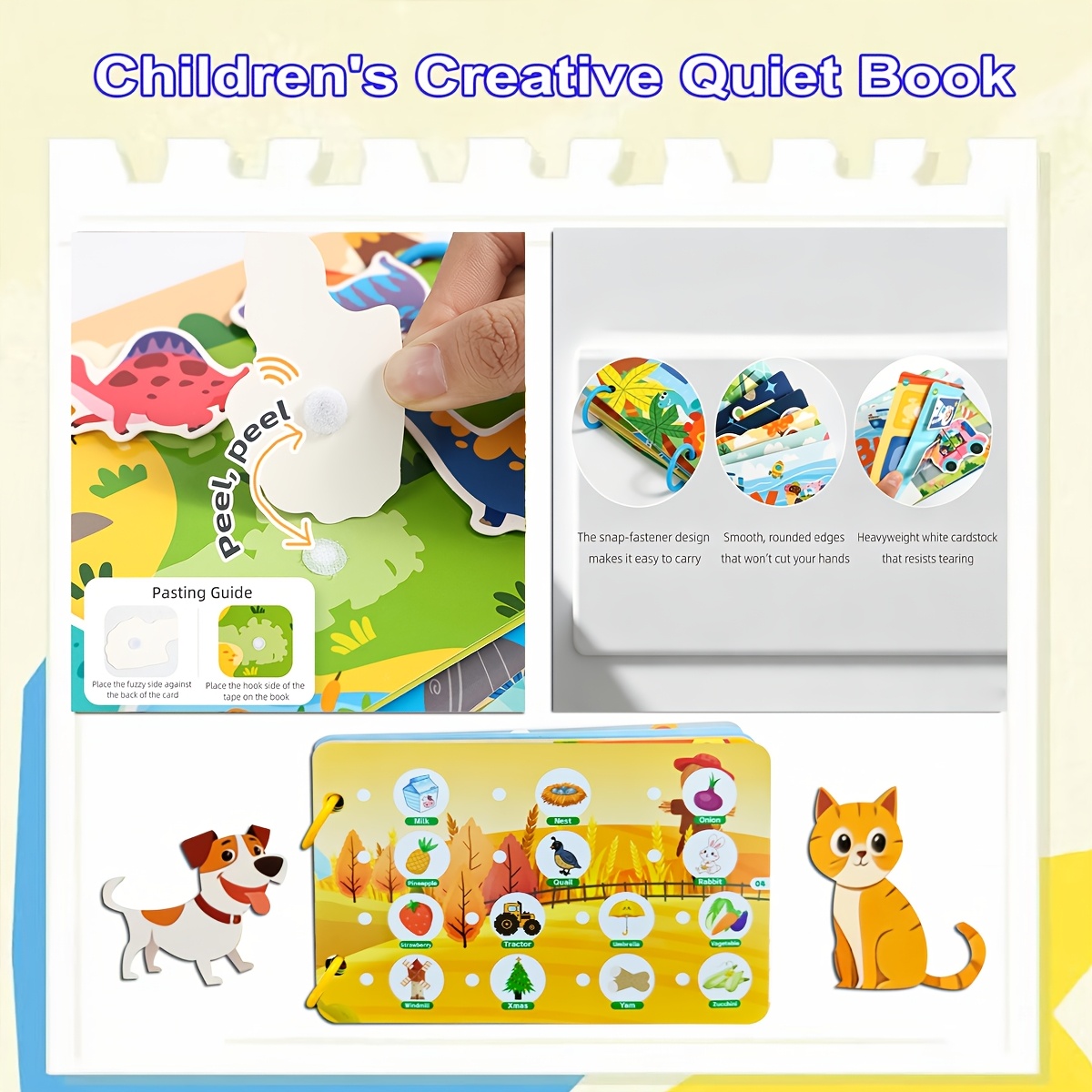 TEMU 'autocollants magiques pour l'apprentissage précoce interactif, 'activités d'autocollants avec pages de tri, d'empilage et de puzzle, jouets