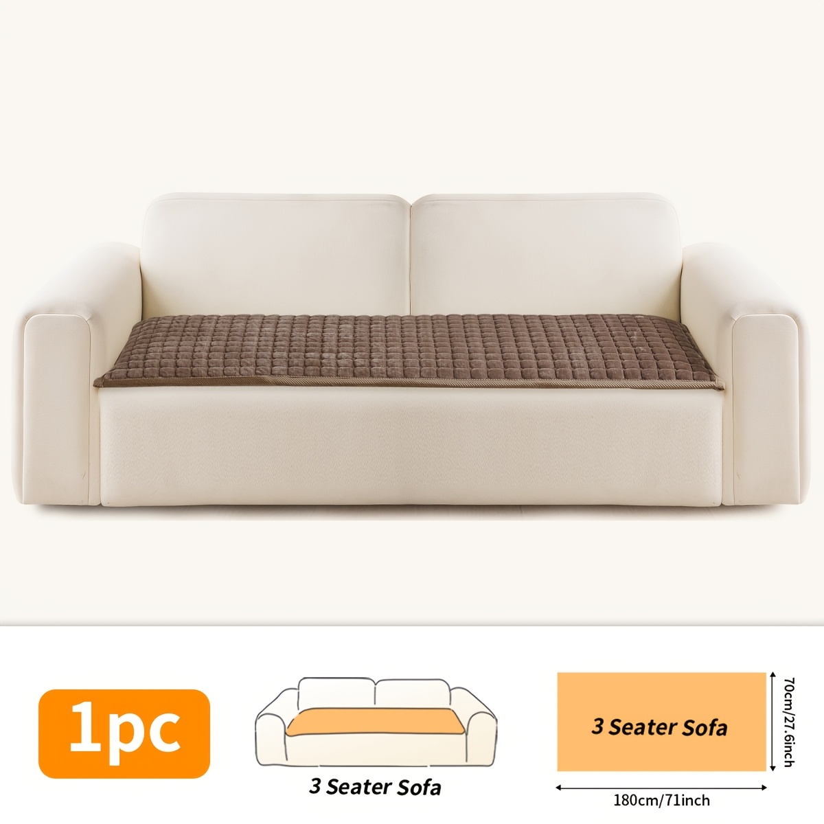 TEMU 1pc Flannel Fabric, Simple Checkered Pattern, Quilted Construction, Suitable For Autumn And Winter , Plush Warm -one Sofa Cushion, Washable,