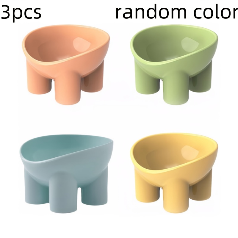 set of 4 elevated cat bowls plastic raised cat bowls slanted elevated pet food and water bowls cute anti vomiting food dishes pet feeders suitable for cats and small dogs elephant   in random colors Product details 3