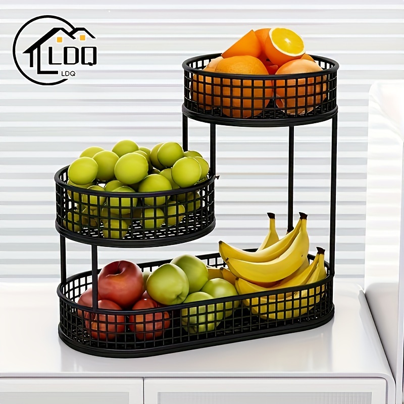 

1pc Ldq Modern Multi-tier Metal Fruit Basket - Large, For Living Room Coffee Table | Snack & Fruit Holder, Uncharged, Storage Solution