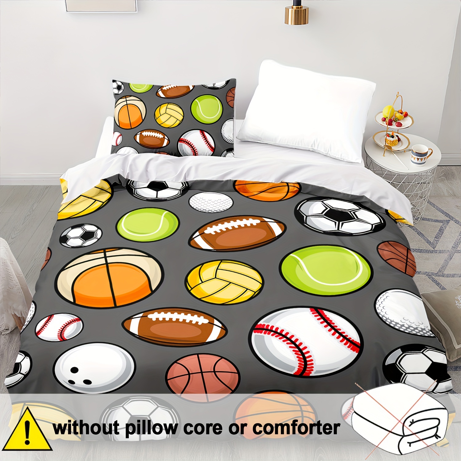 TEMU 2/3pcs Set Of Down Quilt Covers, Boy Football Sports Down Quilt Cover Single, Boy Double Football Bedding Set, Boy Football Single Bed Set, Boy