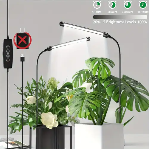 Lampe De Croissance LED 20W 200 LED Spectre Complet – Bras Flexible, Clip Robuste, Idéale Pour Plantes D'Intérieur, Bonsaï, Légumes & Hydroponie