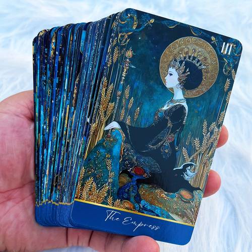 azure tarot deck with guidebook 78 card set blue aesthetic design spiritual gift for beginners meditation tool mixed colors spiritual gift item mystical design durable cardstock