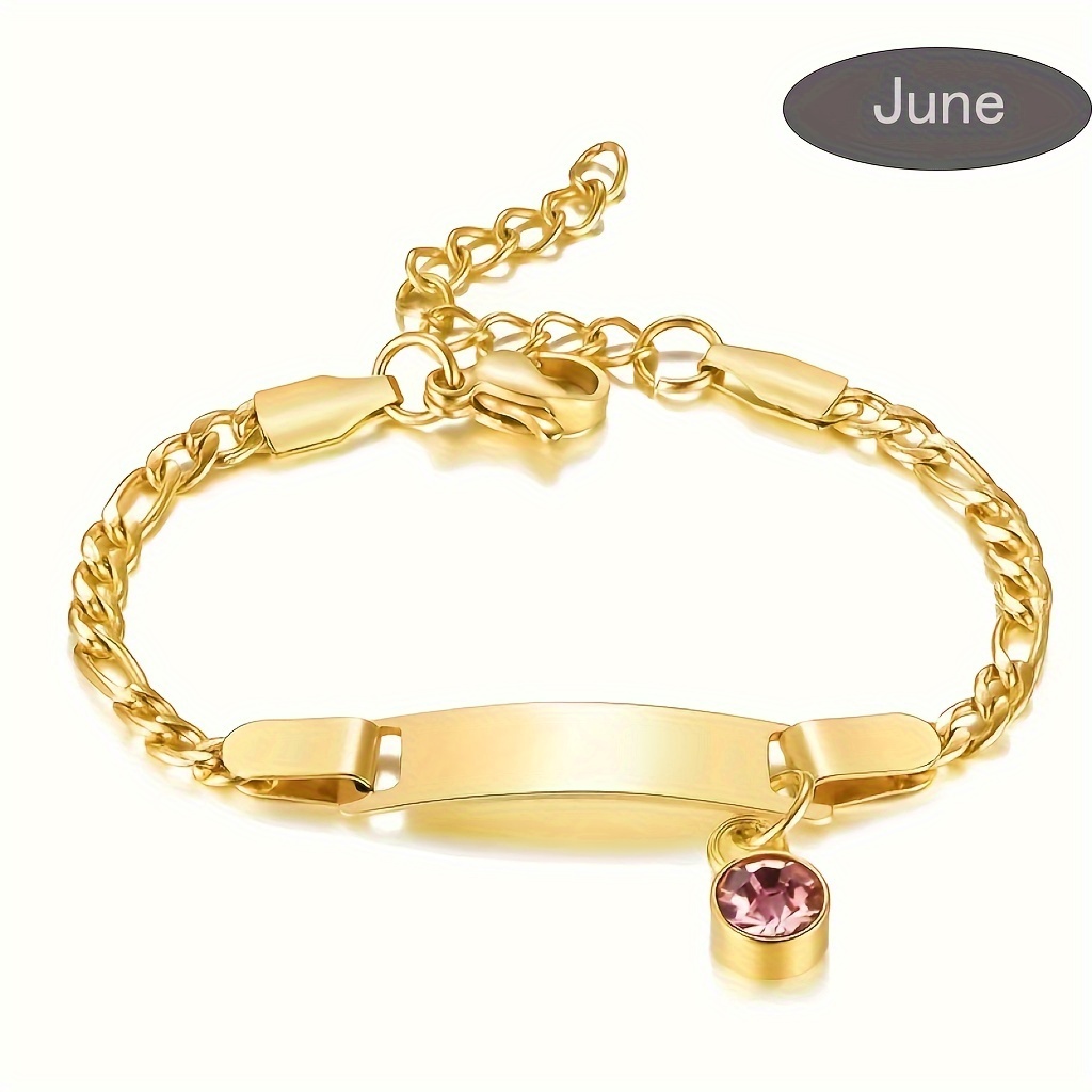 TEMU 1pc Gepersonaliseerde Naam & Gegraveerde Armband met December Geboortesteen, 202 Roestvrijstalen Verstelbare Ketting Sieraden, Glamoureus Cadeau