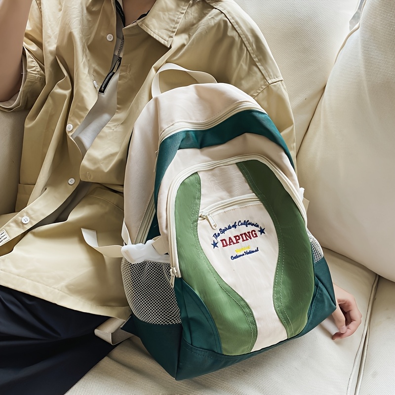 TEMU 2024 Spring Summer 's Large Capacity Travel Backpack - Stylish Color- With "daping" Lettering, Adjustable Straps, Multiple Compartments, And