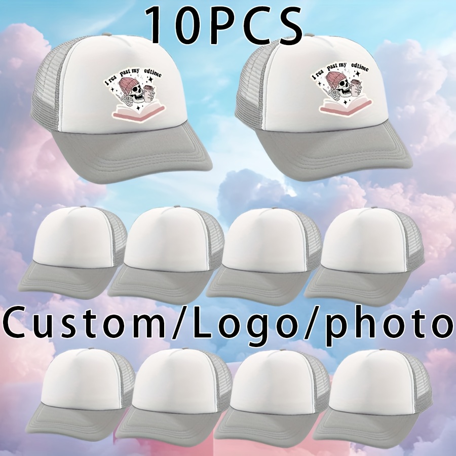 10pcs Custom Baseball Caps, Adjustable Mesh Trucker Hats
