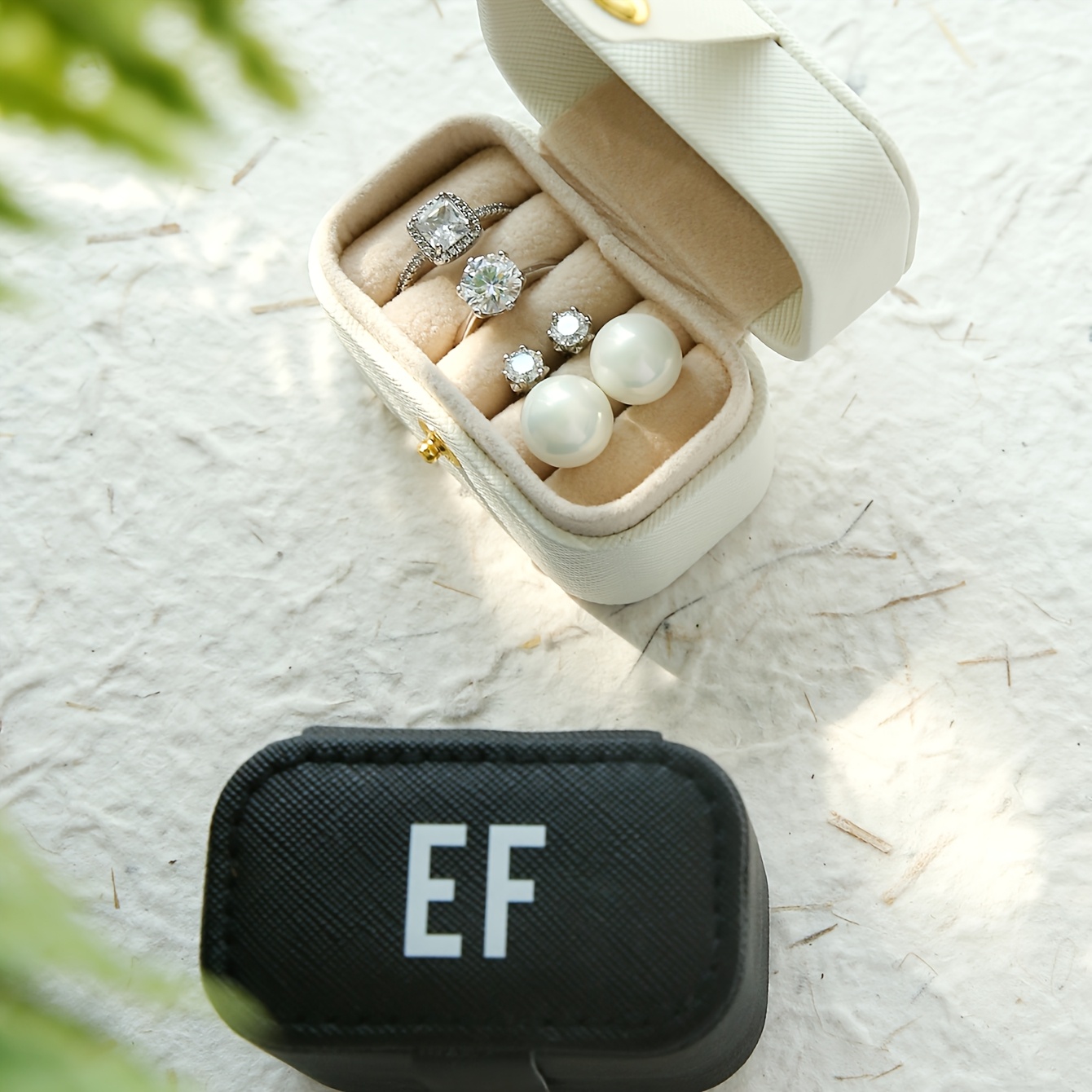 Custom Small Travel Jewelry Box, Personalized Initial Ring Box
