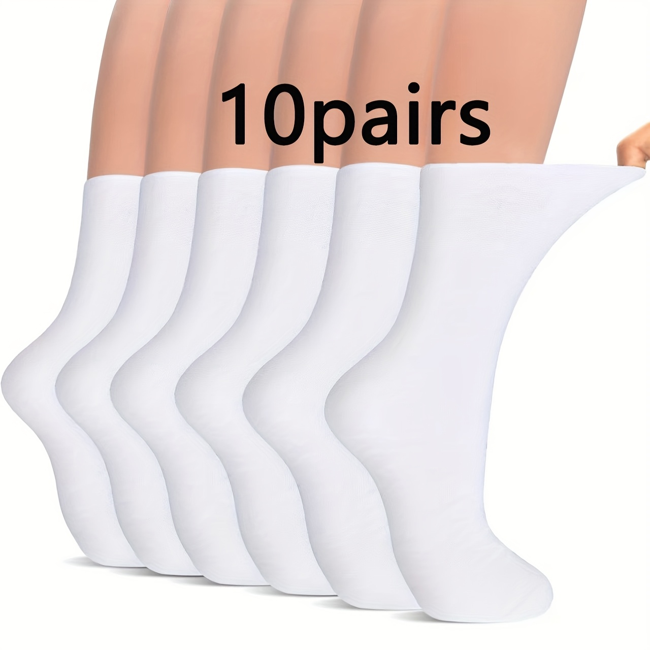 TEMU 10 Pairs Of Loose Socks, Non-binding To Feet, Comfortable And Elastic Knit Fabric, Breathable Polyester Blend, With Elastic Fibers, Knitting, Suitable For Seniors, Ideal Gift