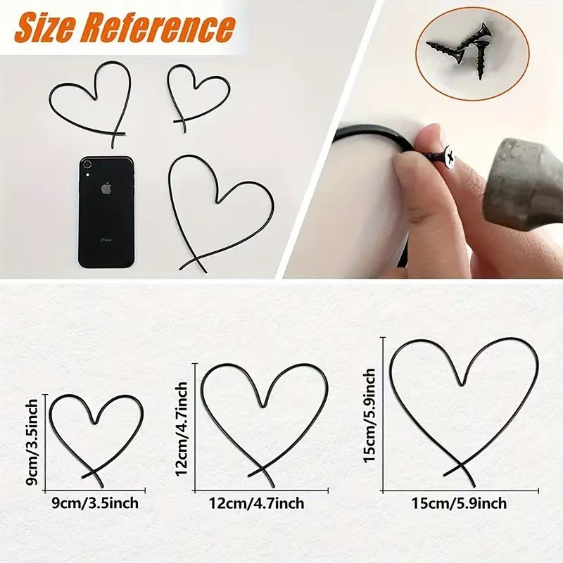 TEMU 3pcs Iron Art Modern - Minimalist Heart Wall Art Decor, Love Heart Wall Decor Sign Metal Wall Decorations, Ideal For Valentine's Day, Christmas