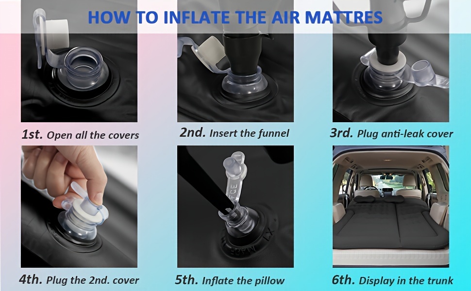 SUV Inflatable Mattress Camping Mattress Foldable Thick Car Air Bed with Electric Air Pump Portable Sleeping Pad Suitable for Home And Travel, Picnics And Camping