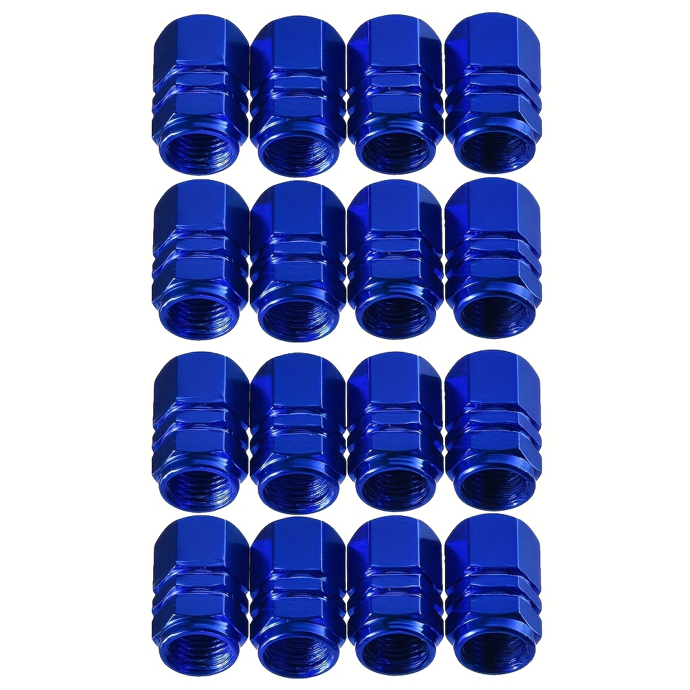 TEMU Juego de 16 tapones de válvula de neumático para coche, cubiertas de válvula de aleación de aluminio, tapones de válvula hexagonales, tapones de