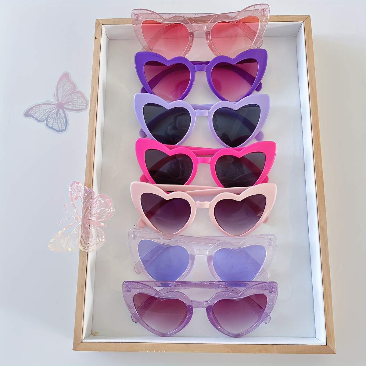 

[7pcs Heart-shaped Glasses] 7-pack Y2k Oversized Heart-shaped Glasses, Reflective Plastic Frame, Birthday Themed Party Favors, Fashion Accessory For , Bachelorette & Family