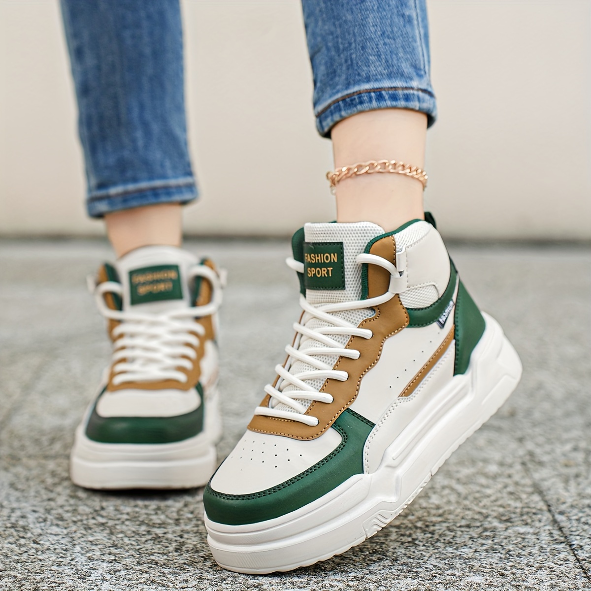 Versatile Lightweight Solid Color Chunky Sneakers, Comfortable Medium Tube  Thick Soled Sports Shoes, Women's Footwear