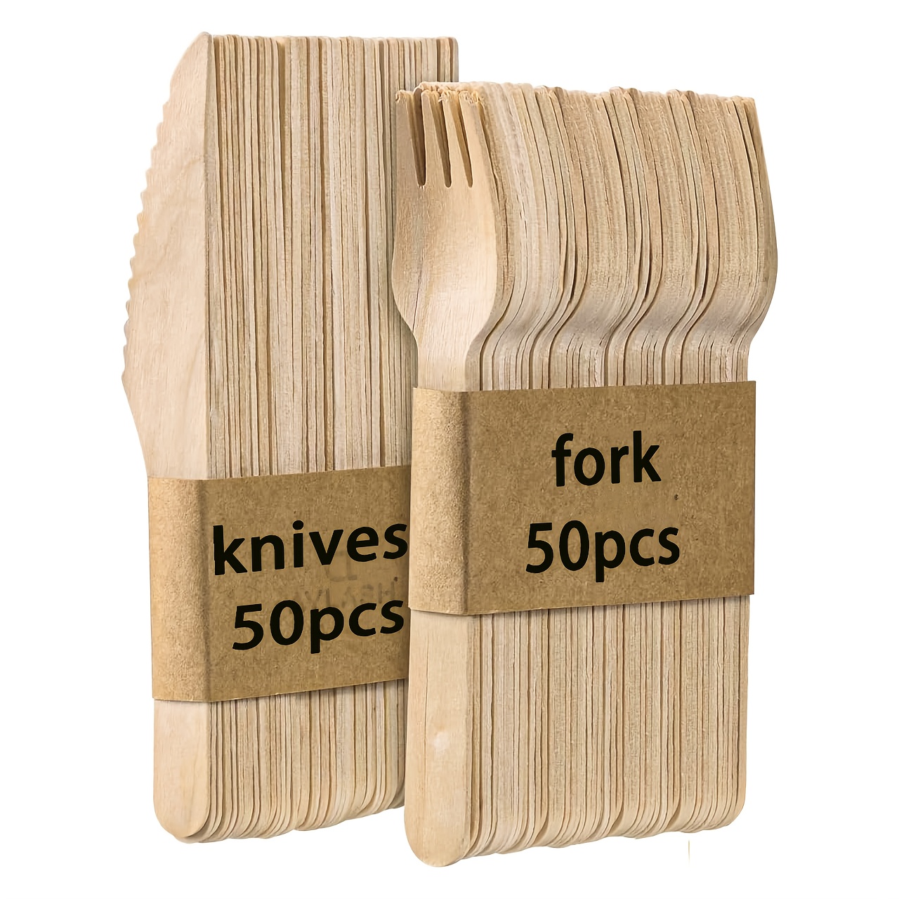 Image of 50pcs/50sets Disposable Cutlery Set, Tableware, 6.2 Inches, Includes Knives And Forks, Sturdy And Durable, Suitable For Garden Parties, Weddings, Picnics, Barbecues, Camping, Parties