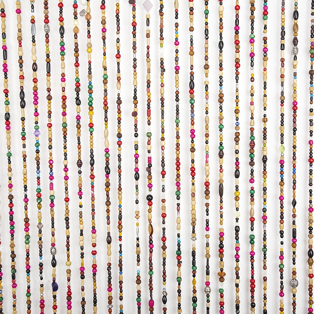 TEMU 1pc Chinese-style Vintage -color Wooden Bead Door Curtain A Pendant And Retro Atmosphere. The Living Room/entrance Partition Decoration Features