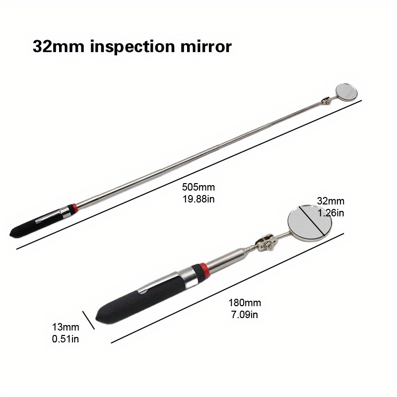 1pc Telescoping Folding Mechanic Inspection Mirror - 360° Universal Rotation For Car Underbody Checking