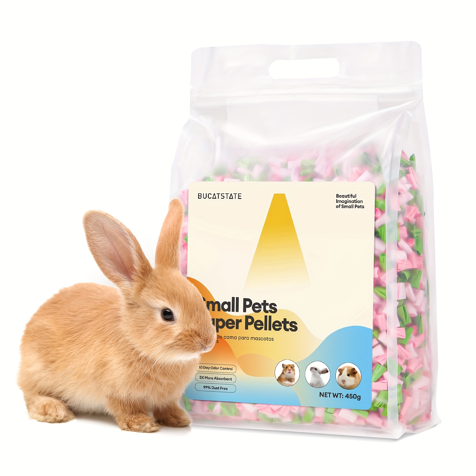 BUCATSTATE Hamster Paper Pellet Bedding, 450G - Free from Dust, Highly Absorbent, Odorless Litter for Small Pets. Ideal for Syrian Hamsters, Dwarf Hamsters, Gerbils, Mice, Lemmings, Degus, Reptiles, And Birds - Image 3