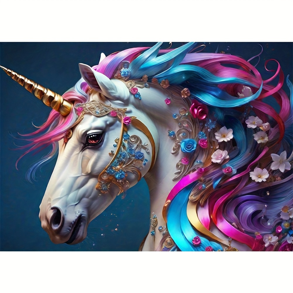 

1pc Large Size 30x40cm/ 11.8x15.7in Without Frame Diy 5d Diamond Art Painting Unicorn, Full Rhinestone Painting, Diamond Art Embroidery Kits, Handmade Home Room Office Wall Decor