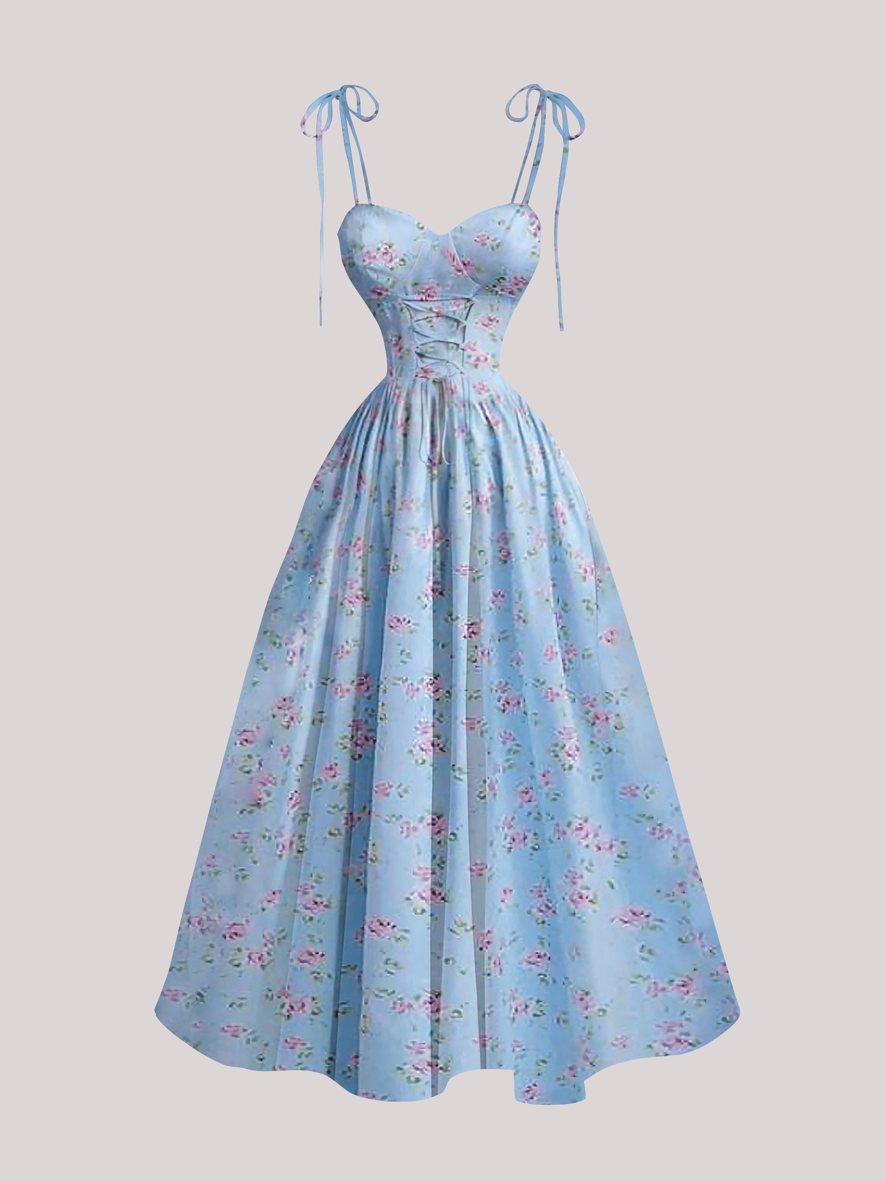 pastel blue floral dress Light Blue Wrap Dress: Floral Maxi Floral Poetry / XL main image 1