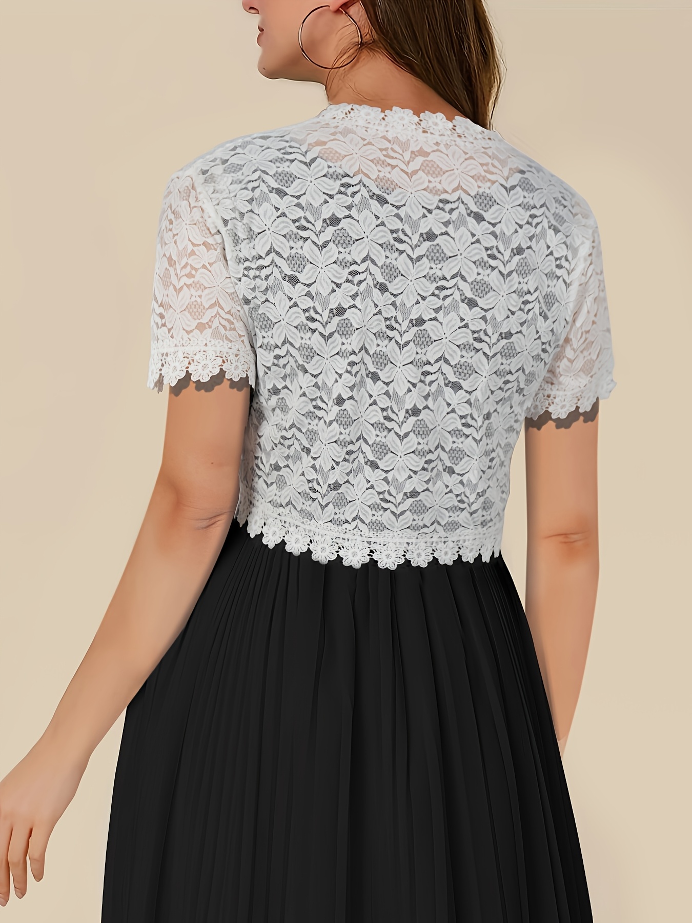 Women'S Elegant Yellow Lace Short Sleeve Cardigan - Sheer V-Neck, Short Length, All-Season Wear, Perfect for Formal Events and Casual Attire, Formal Attire|Elegant Lace Design|Sheer Fabric, Lace Coverup