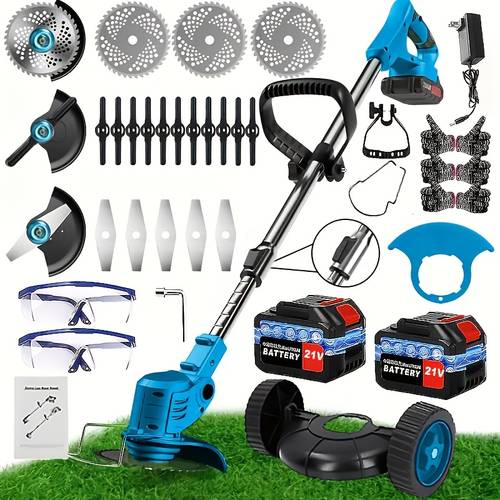 new heavy upgrade mower multi function mower electric household portable electric mower 21v with 2 lithium batteries 3 kinds of lithium battery cordless hand held mower yard multifunctional mower lawn edger gift for father