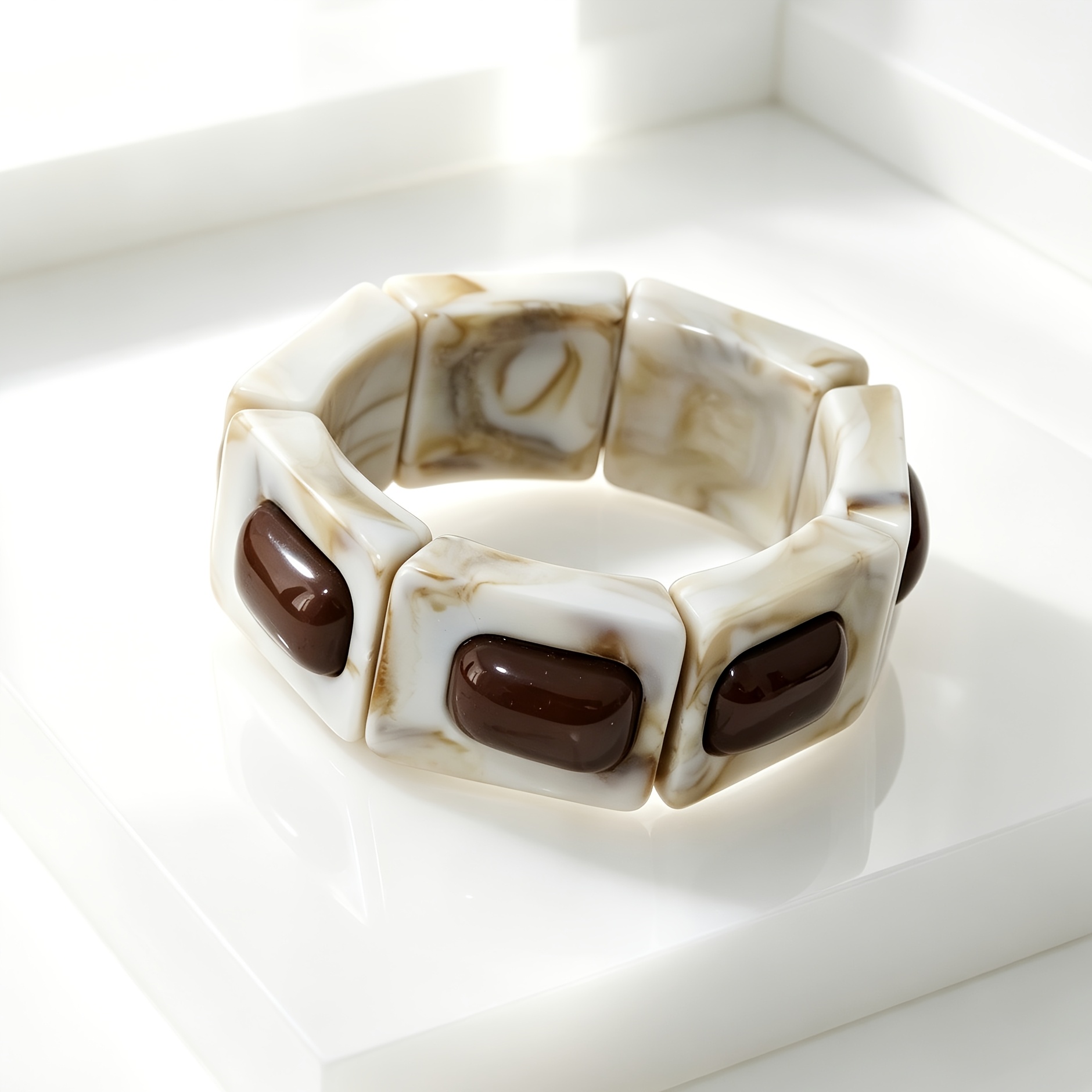 Classic Block Bracelet, Multi-Element Spliced Design, Versatile