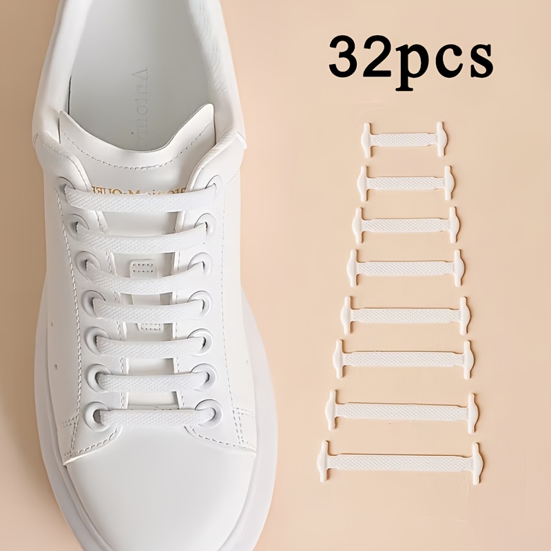 TEMU 32pcs Of No-tie Elastic Shoelaces, Convenient No-tie Shoelaces, Suitable For Casual Shoes And Canvas Shoes