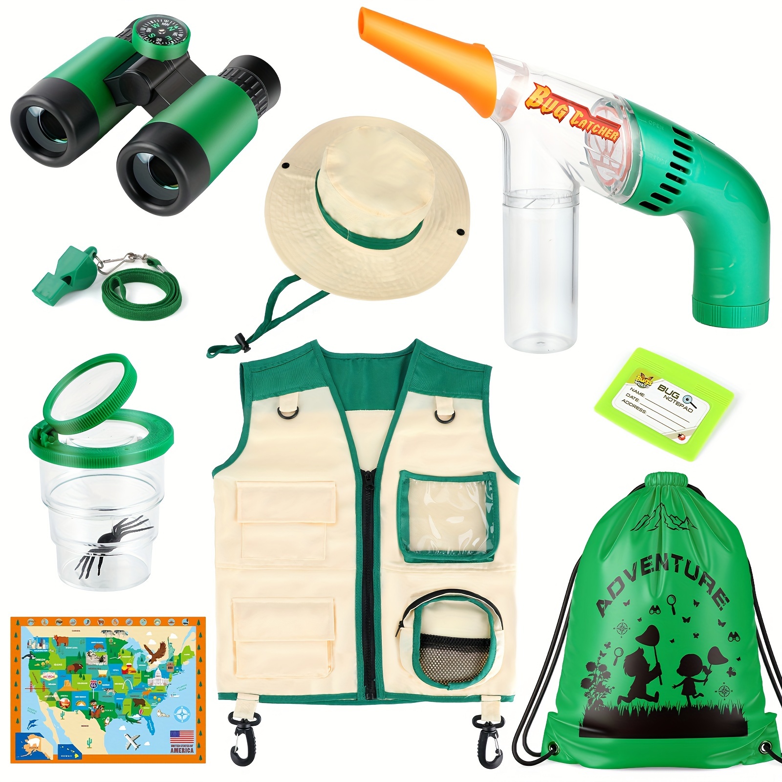 

Kids Explorer Kit & Bug Catcher Kit For Kids, Explorer Kit With Bug Catcher Vacuum, Kids Safari Vest & Hat, Kids Camping Toys With Binoculars, Outside Outdoor Toys For Kids Ages 3-8