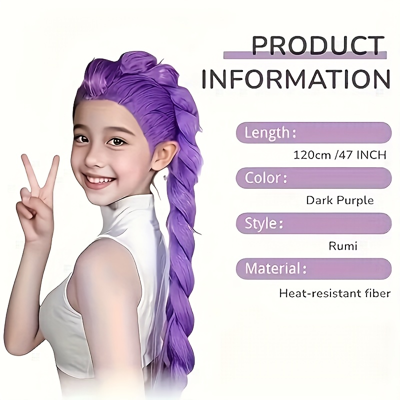 E-shop Lila Pferdeschwanz Zweiteiliges Set, Kopfbedeckung und lila Pferdeschwanz, eine wunderschöne lange lila Zopf, geeignet für Partys,