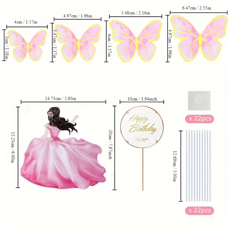 Lot 30 Papillons 3D Vert Doré Pour Décoration Gâteau - Tailles Mixtes Mariage Anniversaire