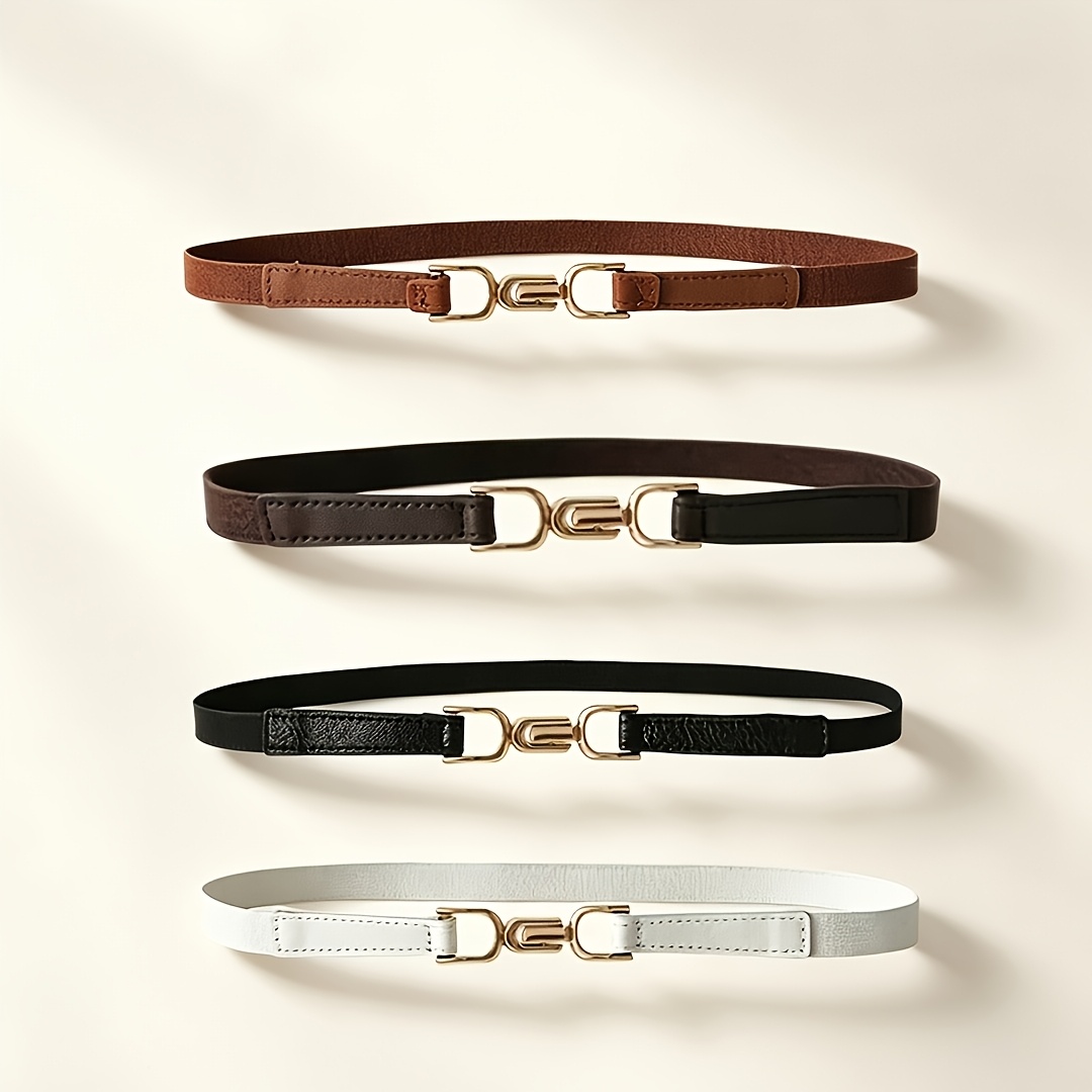 TEMU 4pcs New Women's Stretchy Slim Belt With Adjustable Design, A Must-have For Work, Perfect With Dresses Or Trench Coats. The Elastic Belt Is