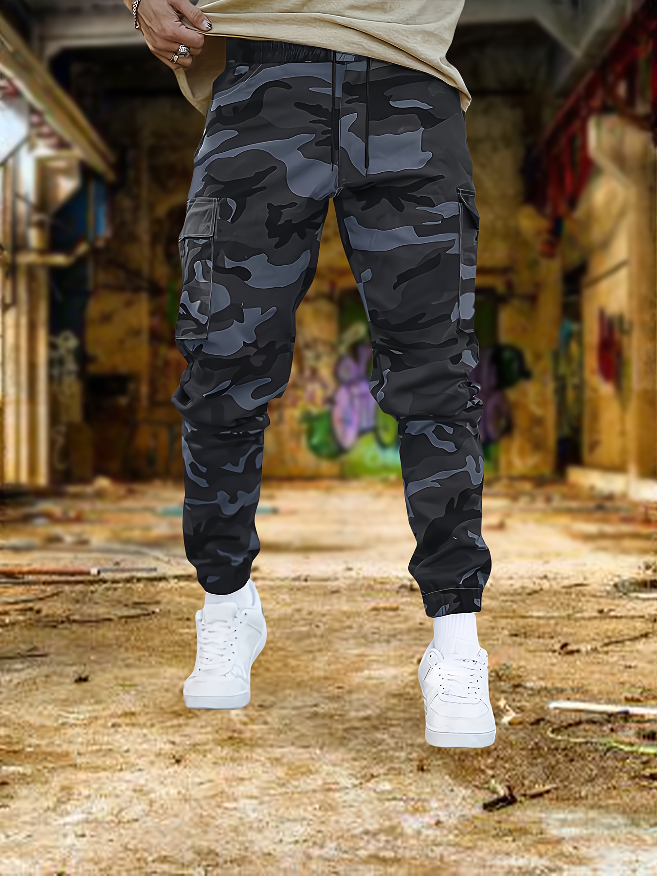 Caqui Pantalon Jogger Camuflaje Hombre Pantalones Cargo