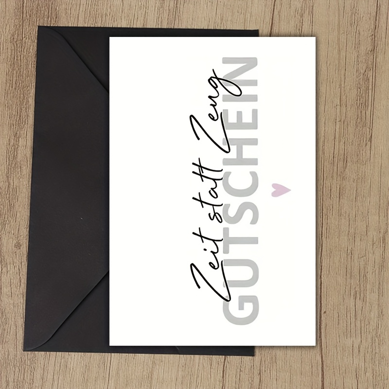 Image of German Birthday Card - "time Of Bragging - Zeit Statt " - Easy In Black Font - Gifts For Wives, Husbands, - Unique Greetings, To Husbands
