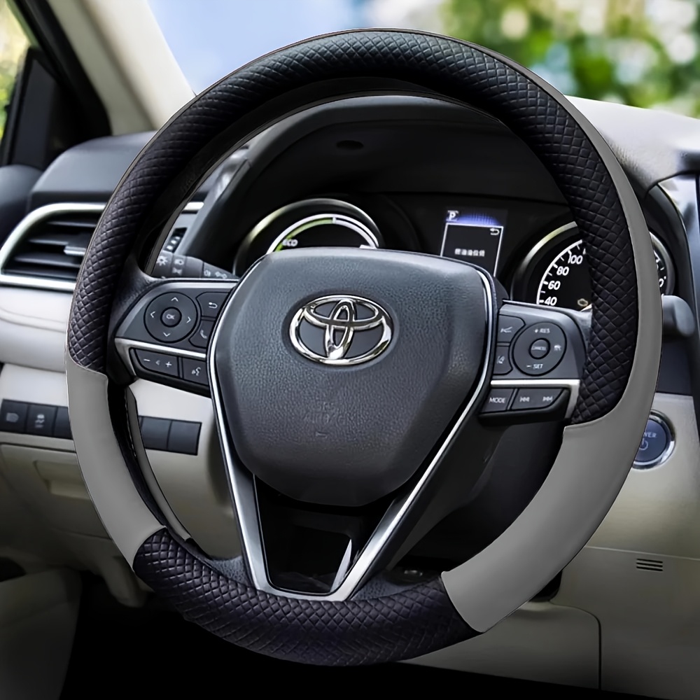 TEMU Suitable For Steering Wheel Cover, 14.96-inch Universal Fit, Durable Anti-slip Microfiber Pu Leather Material, No , Compatible With Cars, Trucks, Suvs, And