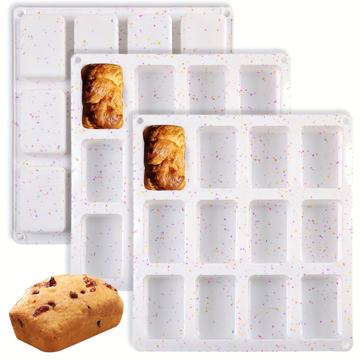 

Pack Of 3 Silicone Mini Loaf Pans, 12 Cavity Mini Nonstick Silicone Baking Molds For Brownie, , Cheesecake & Cupcake, Usjutdoo