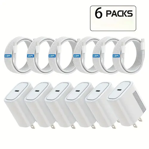 10ft for iphone 16 15 charger fast charging 20w usb c charging block for iphone 16 pro 15 plus 15 pro max ipad 12 9 11 inch 4 3th air mini 6 gen wall plug power adapter cube brick 10ft type c to c cable cord long