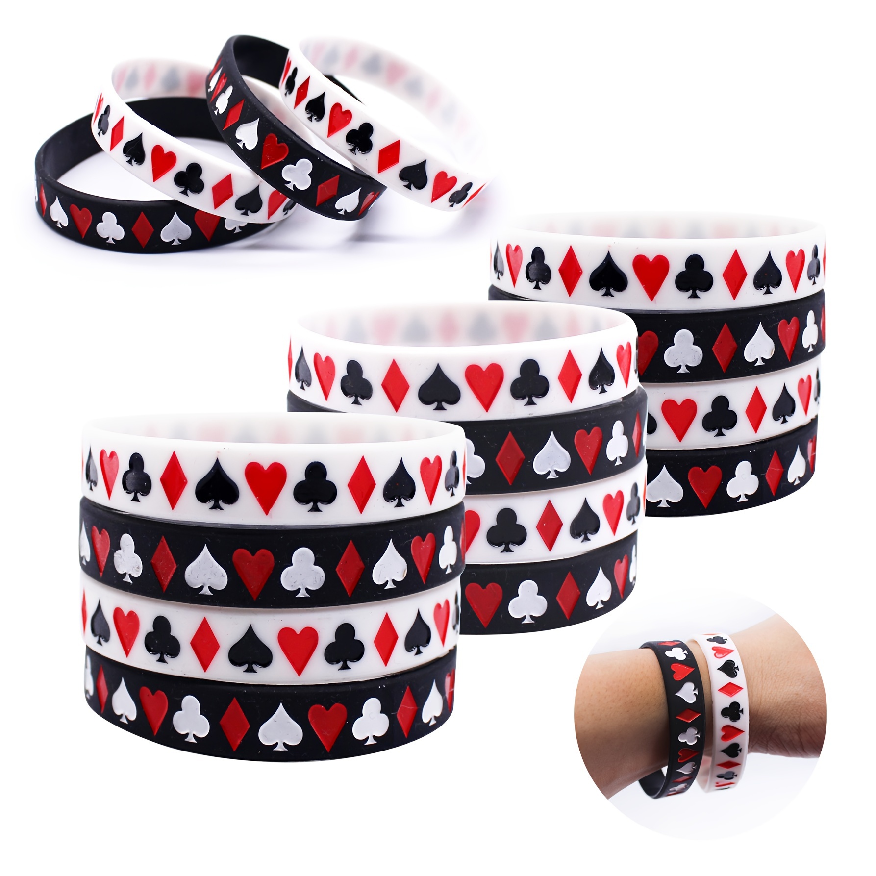 

4pcs Pattern Silicone Wristbands, Black And Matching, No Power Required